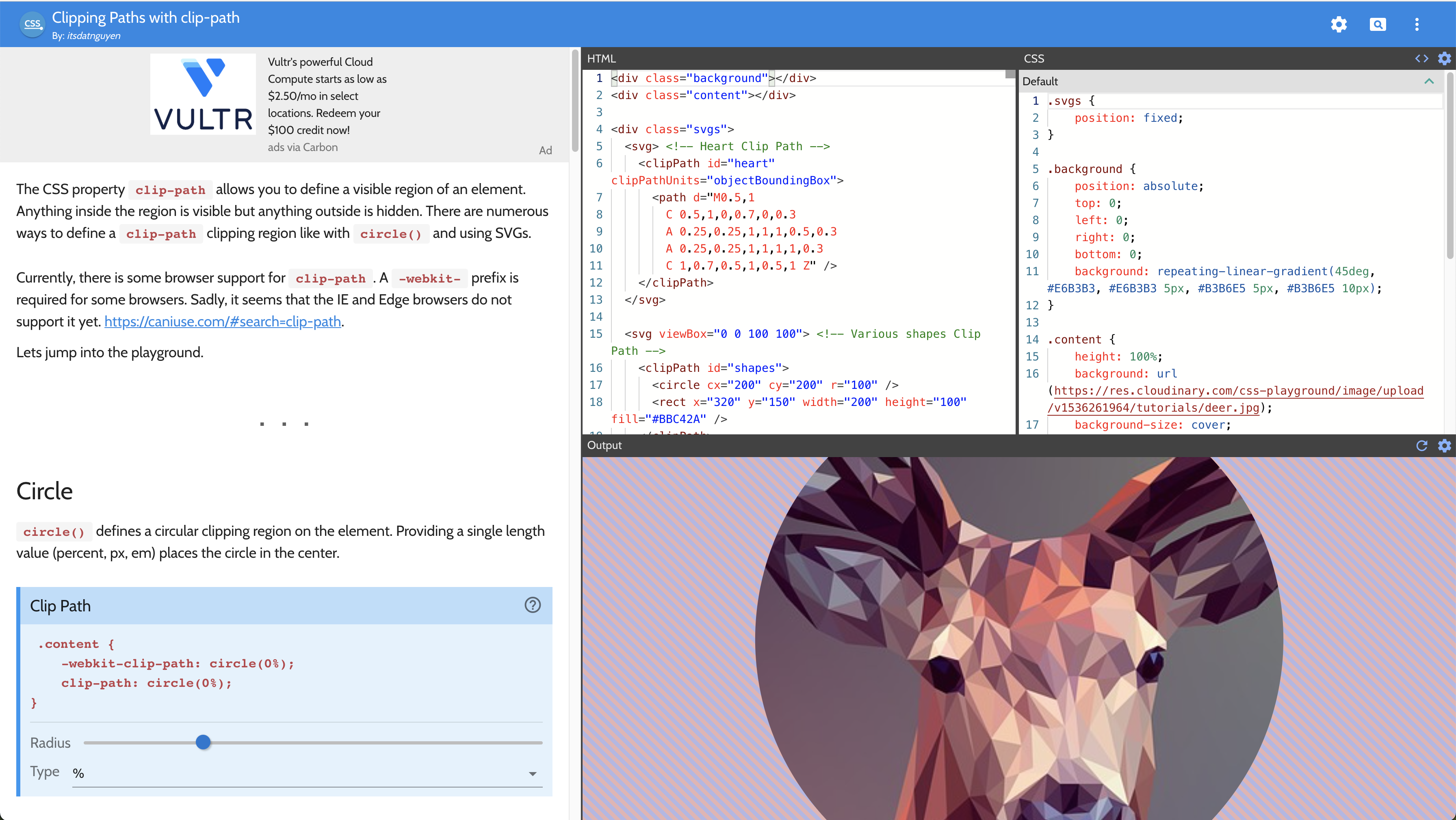 CSS playground preview